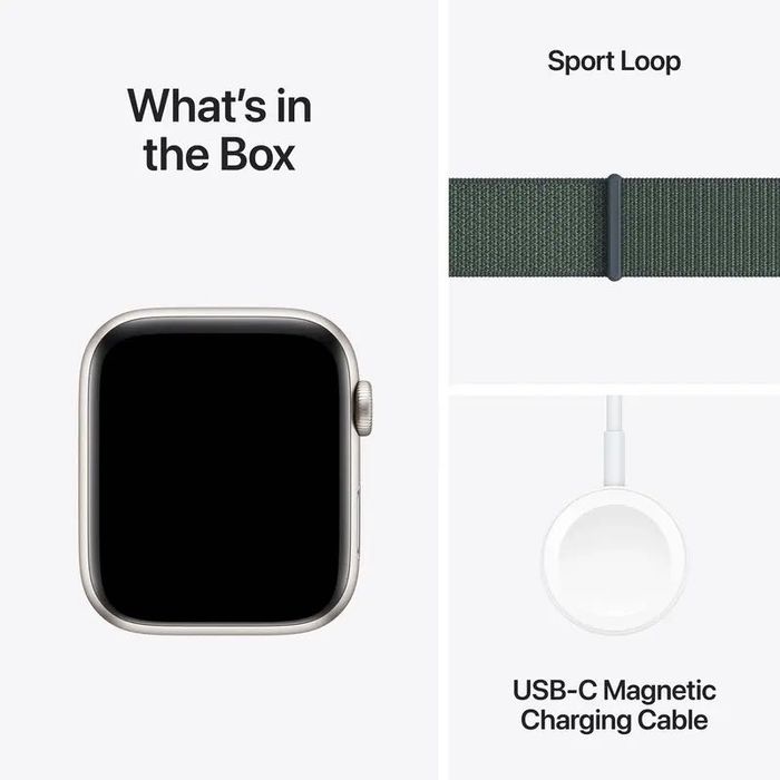 Apple Watch SE 44mm Starlight Aluminium Case with Lake Green SportLoop
