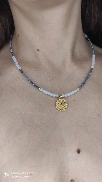 Чокер кольє намисто з натуральних каменів позолота