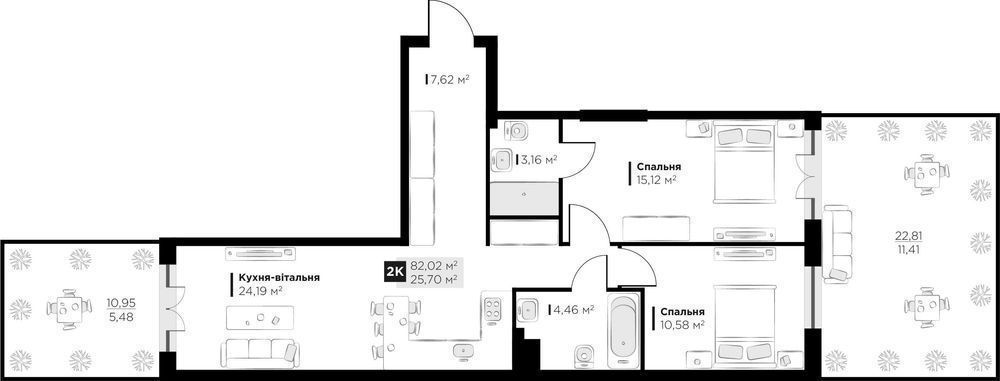 Продаж 2 кім. квартири Perfect Life Винники 82.02 кв.м