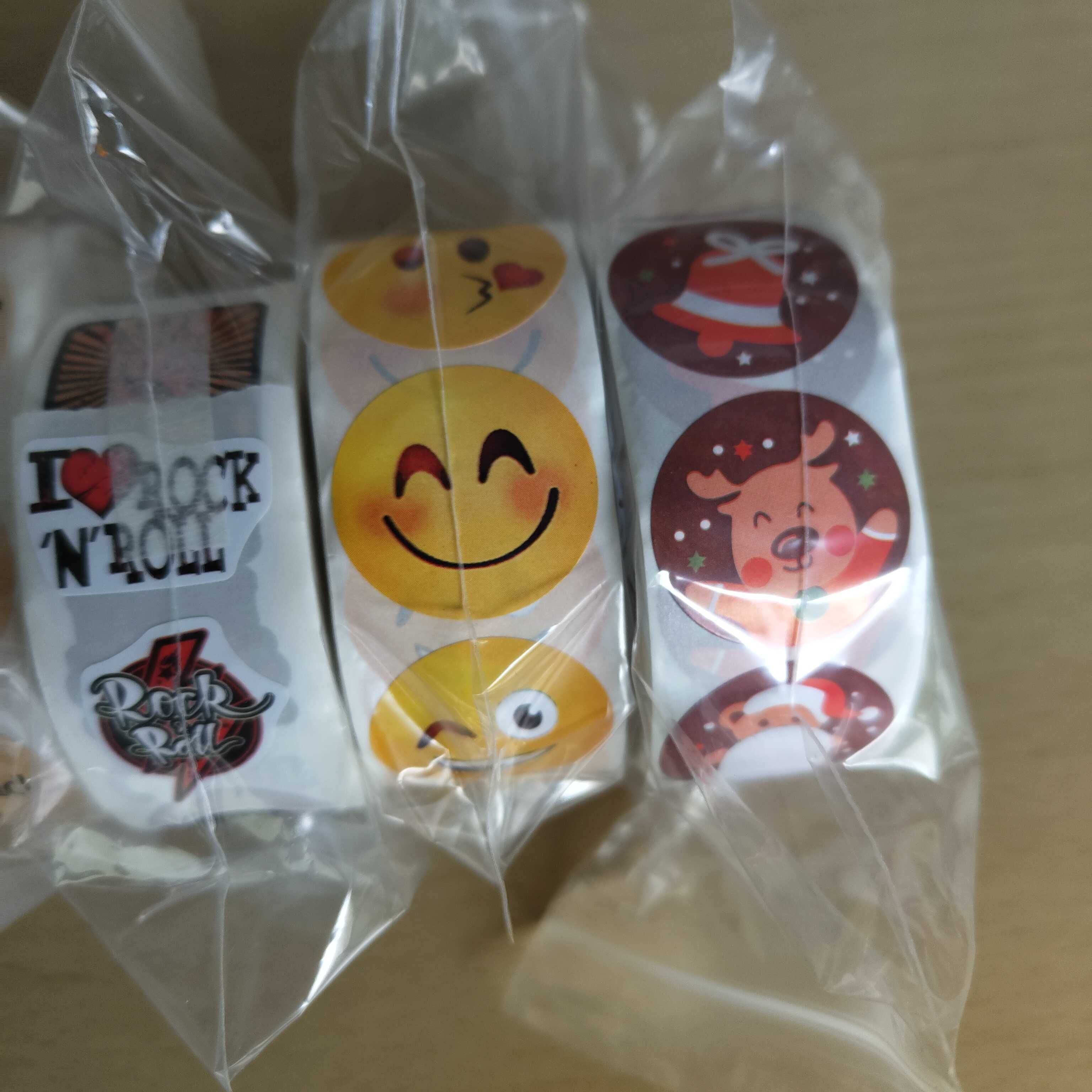 Rolos 500 Autocolantes Thank You Obrigado Handmade Natal Emojis Rock