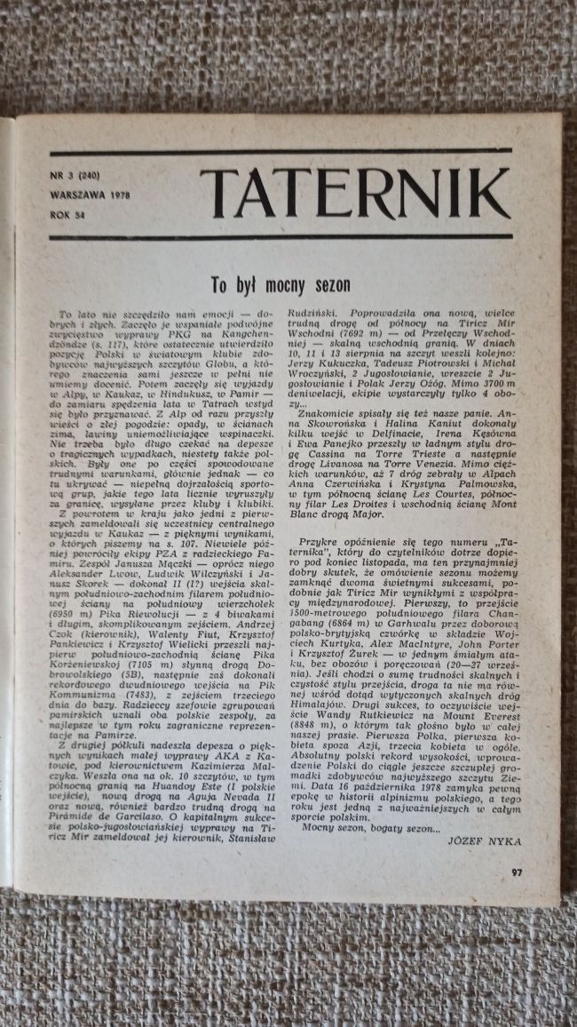 Czasopismo Taternik nr 3 z 1978 roku