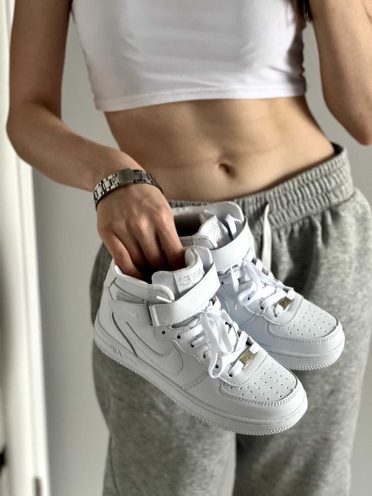 ТОП! Кросівки Найк Аір Форс ВИСОКІ білі 36-44 розміри! Air Force White