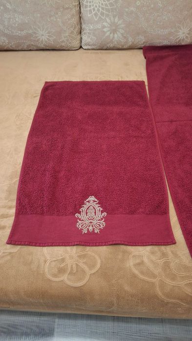 Полотенца махровые набор 2 в 1 Moz Bantik Bordo 50×90+70×140 в коробке