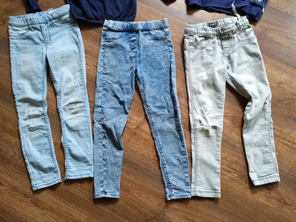 Bluzy, jeansy  zestaw ubranek 116