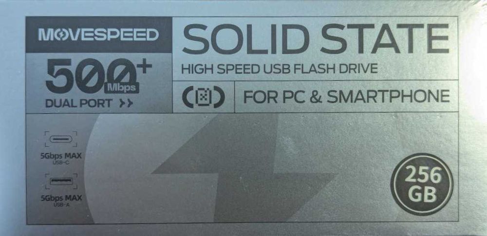Швидкісна флешка MOVESPEED 256GB USB 3.2 OTG - до 520 MB/s, металева
