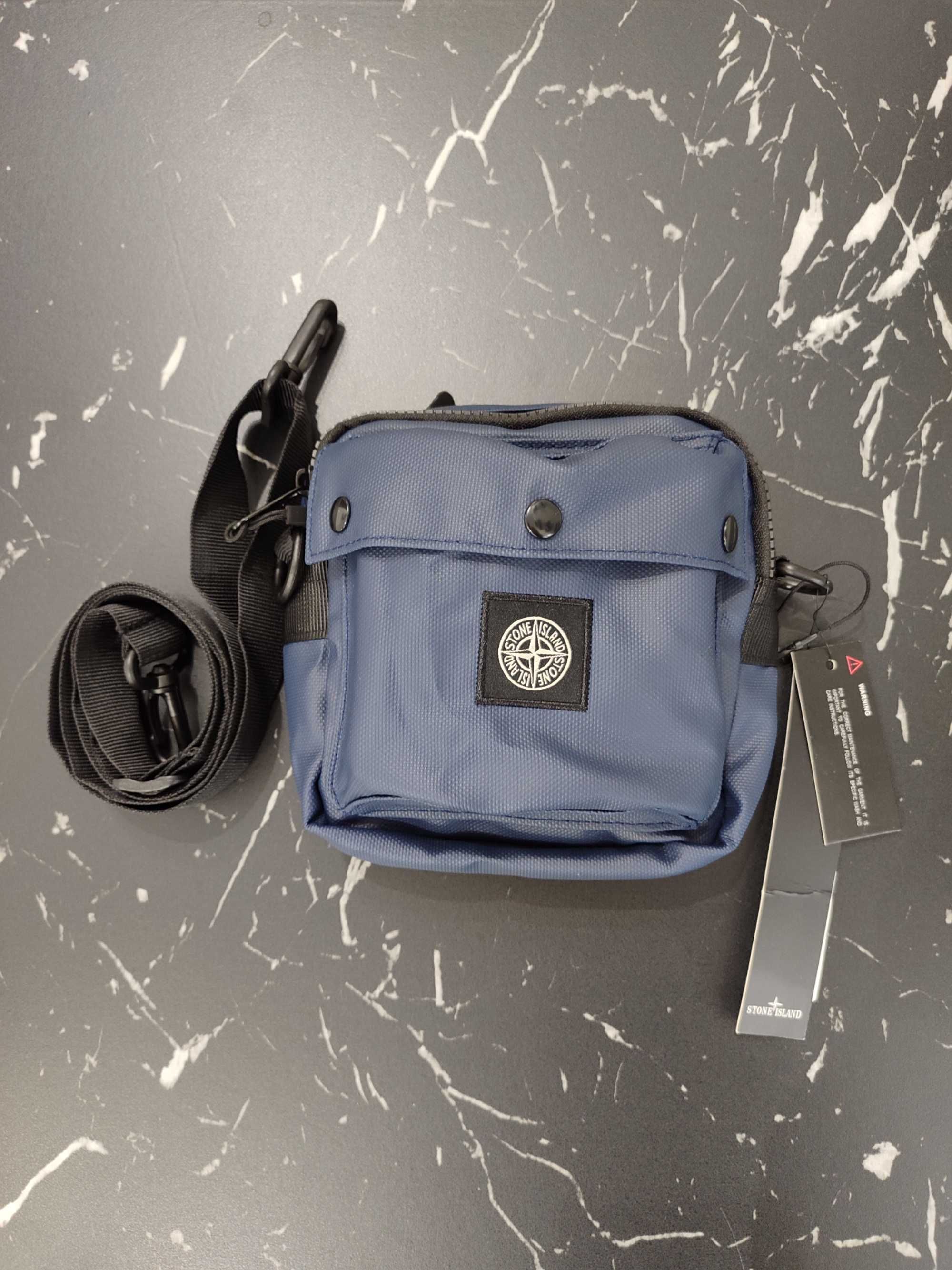 Сумка STONE ISLAND 90270 Mussola Gommata Canvas Print Belt Bag Blue