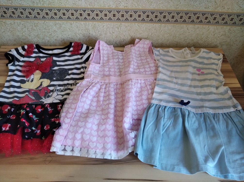 Пакет набор вещей для девочки 74-86 кофты, платье, брюки, бодики