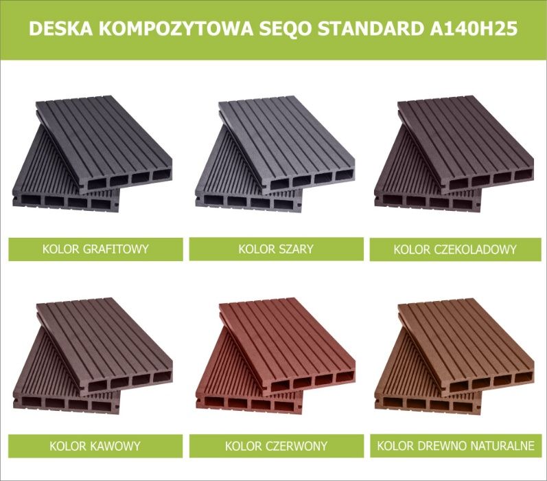 Deska tarasowa kompozytowa SEQO Standard 140x25 A-140H25, 1m