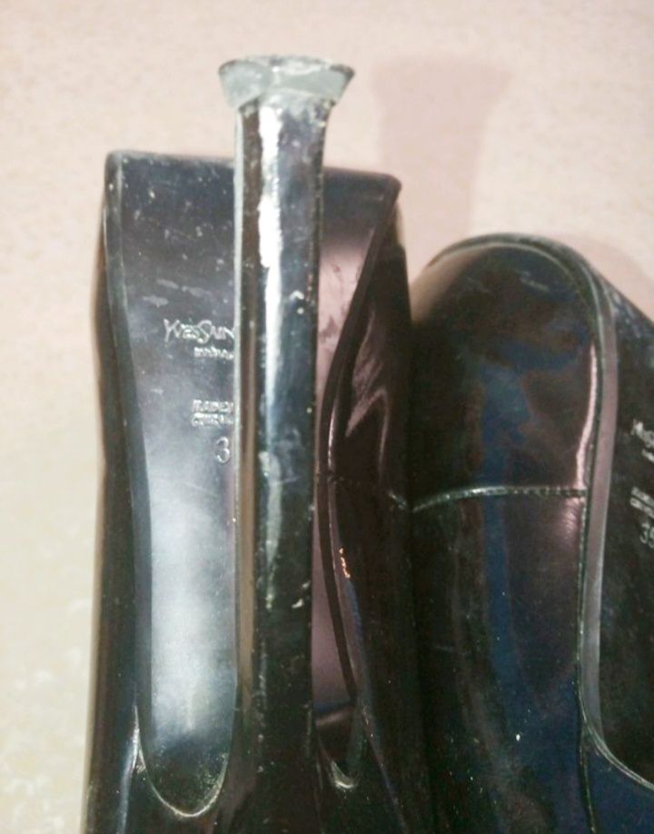 Туфли yves saint laurent YSL черные лаковые 35,5-36 р, 23 см