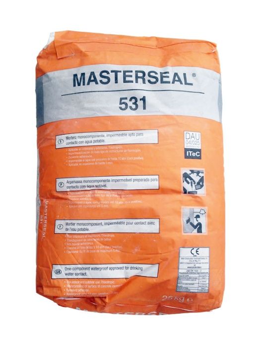 MasterSeal 531 Argamassa monocomponente, impermeável, sulforesistente,