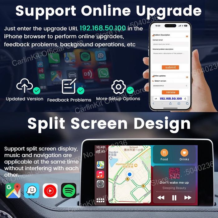 Адаптер CarlinKit Mini PRO - беспроводной Apple CarPlay и Android Auto
