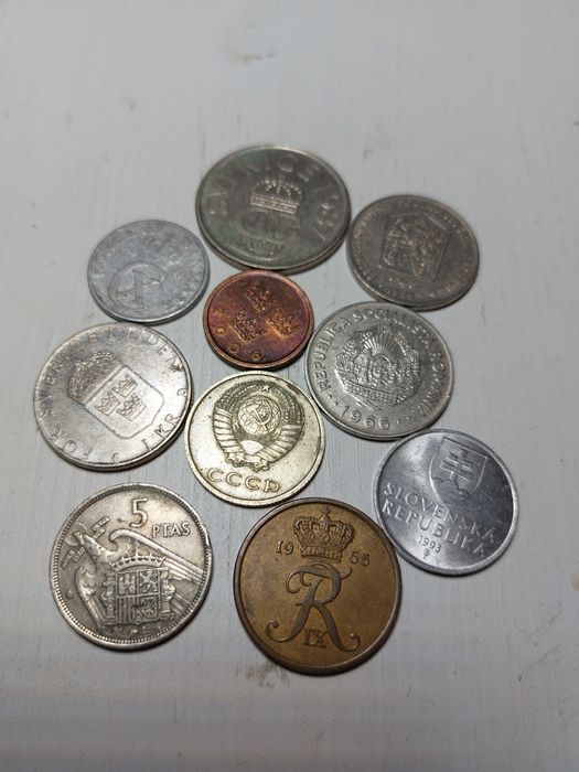 Zestaw starych monet monety obiegowe różne moneta