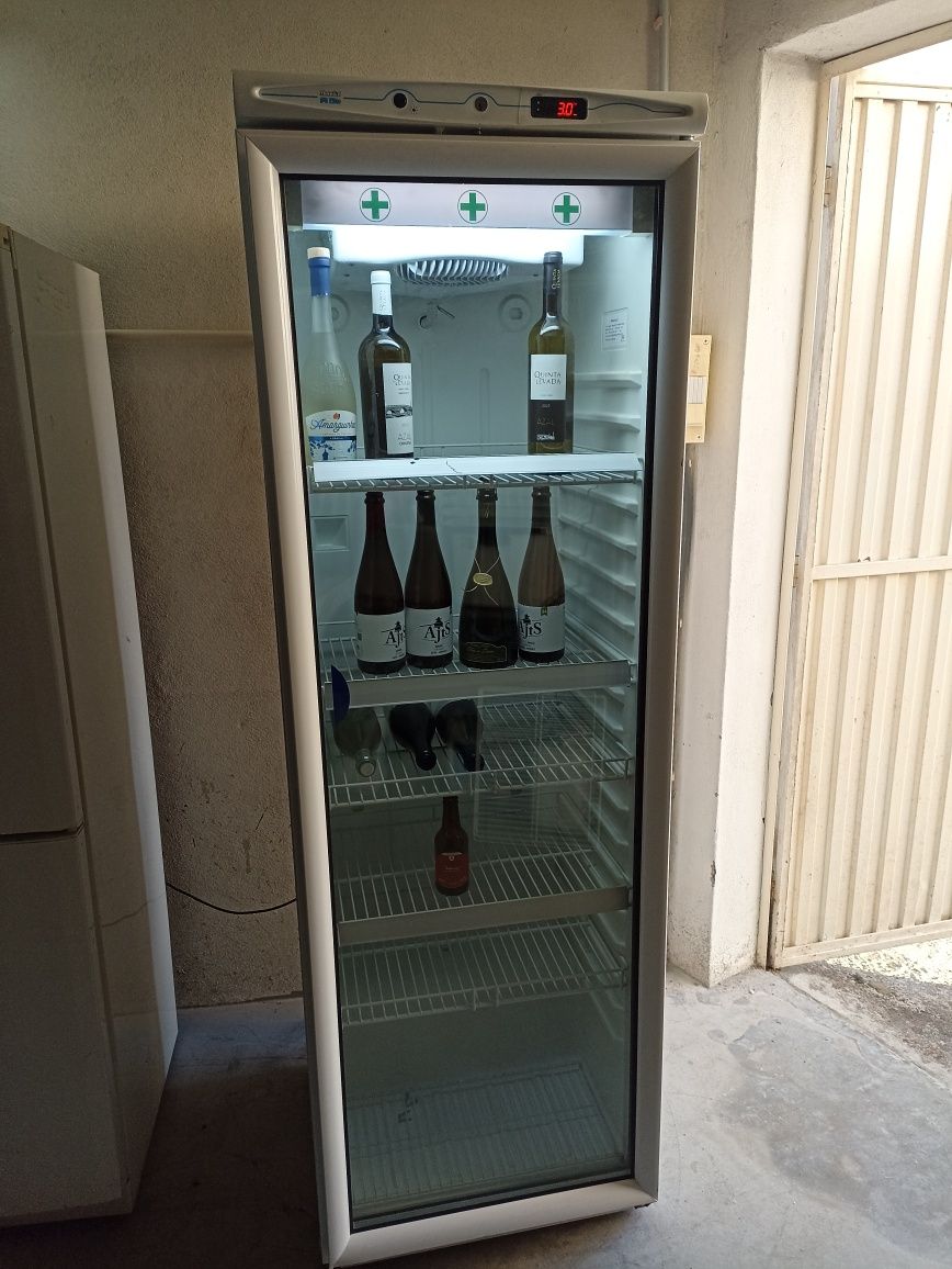 Frigorífico vertical com porta de vidro