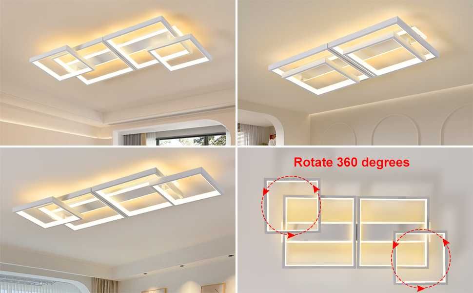 Lampa Sufitowa Led Smart z pilotem i aplikacja. Czarna/Biała