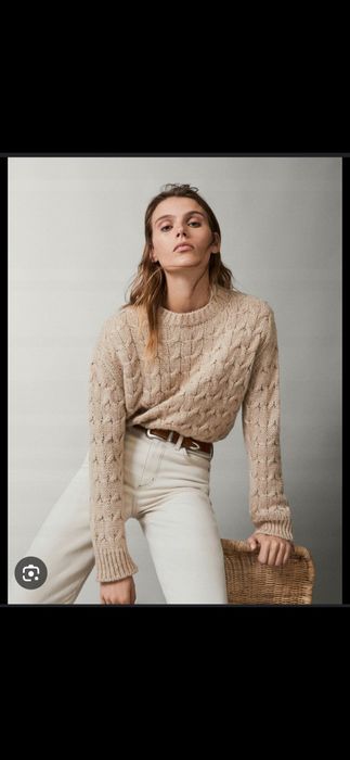 Sweter z złota nitką Massimo Dutti S M z wełną i alpaką
