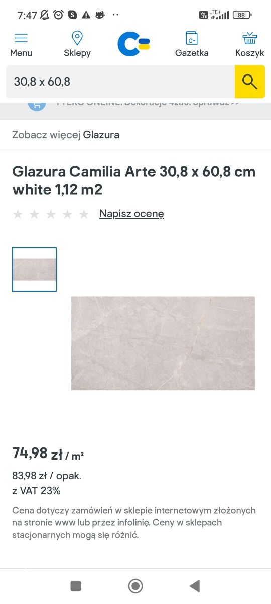 Glazura Camilia Arte 30,8x60,8 2,5 opak.