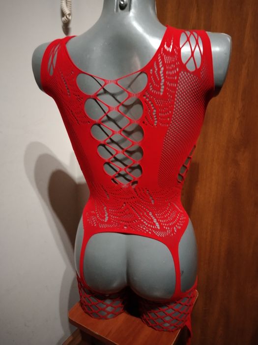 Czerwone seksowne body kombinezon kostium strój