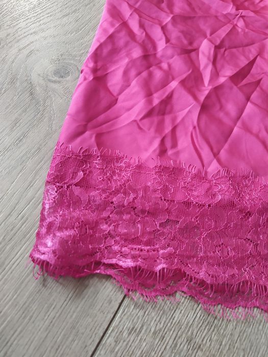 różowy top z koronką M L vintage