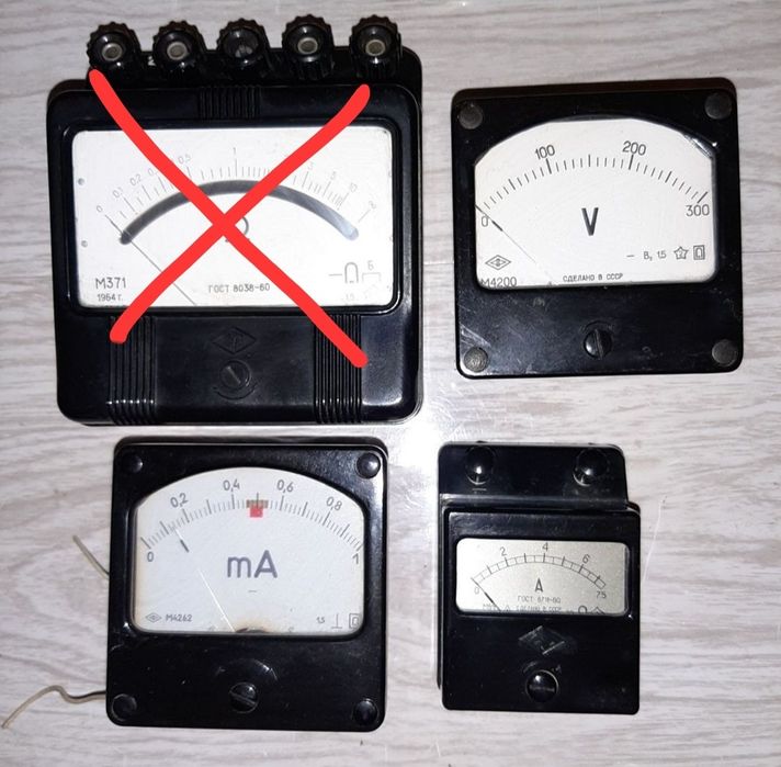 Вольтметр М4200, амперметр М55, милиамперметр М4228 / М 4262. Тестер