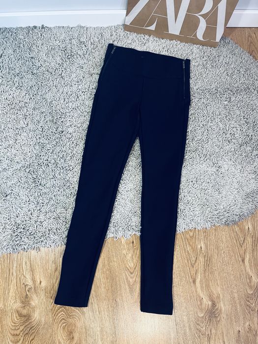 Granatowe legginsy eleganckie grube damskie rosm S