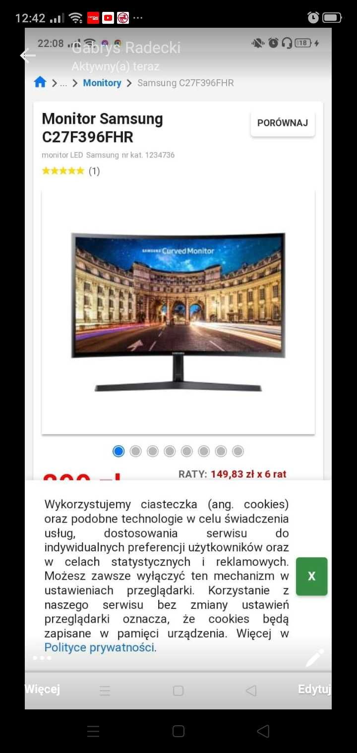 Monitor Samsung - uszkodzony