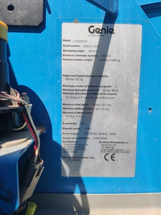 Zwyżka elektryczna podnośnik koszowy Genie z30/20 z35
