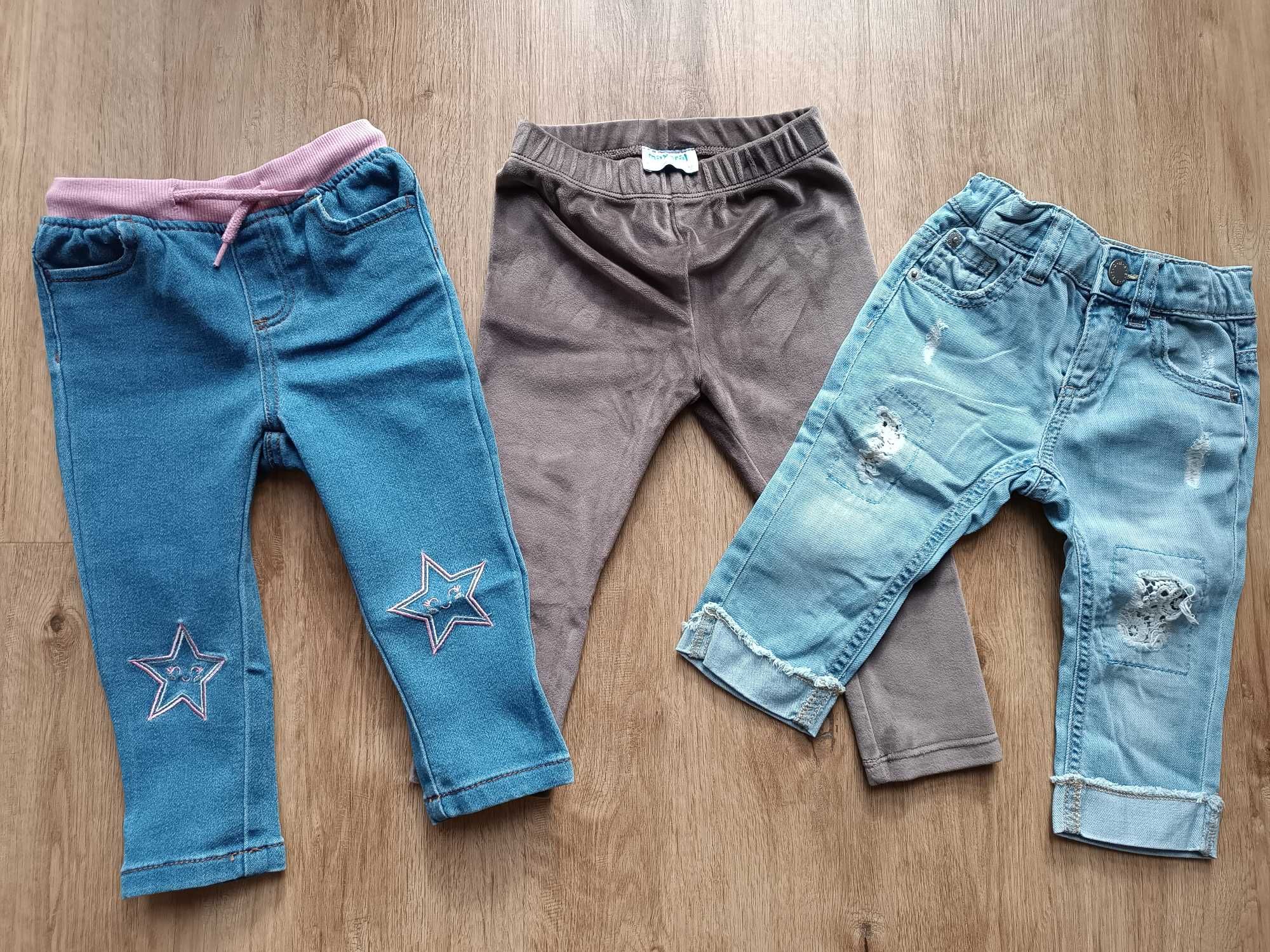 Zestaw spodni 3 szt. spodnie jeans i welur 80 -92
