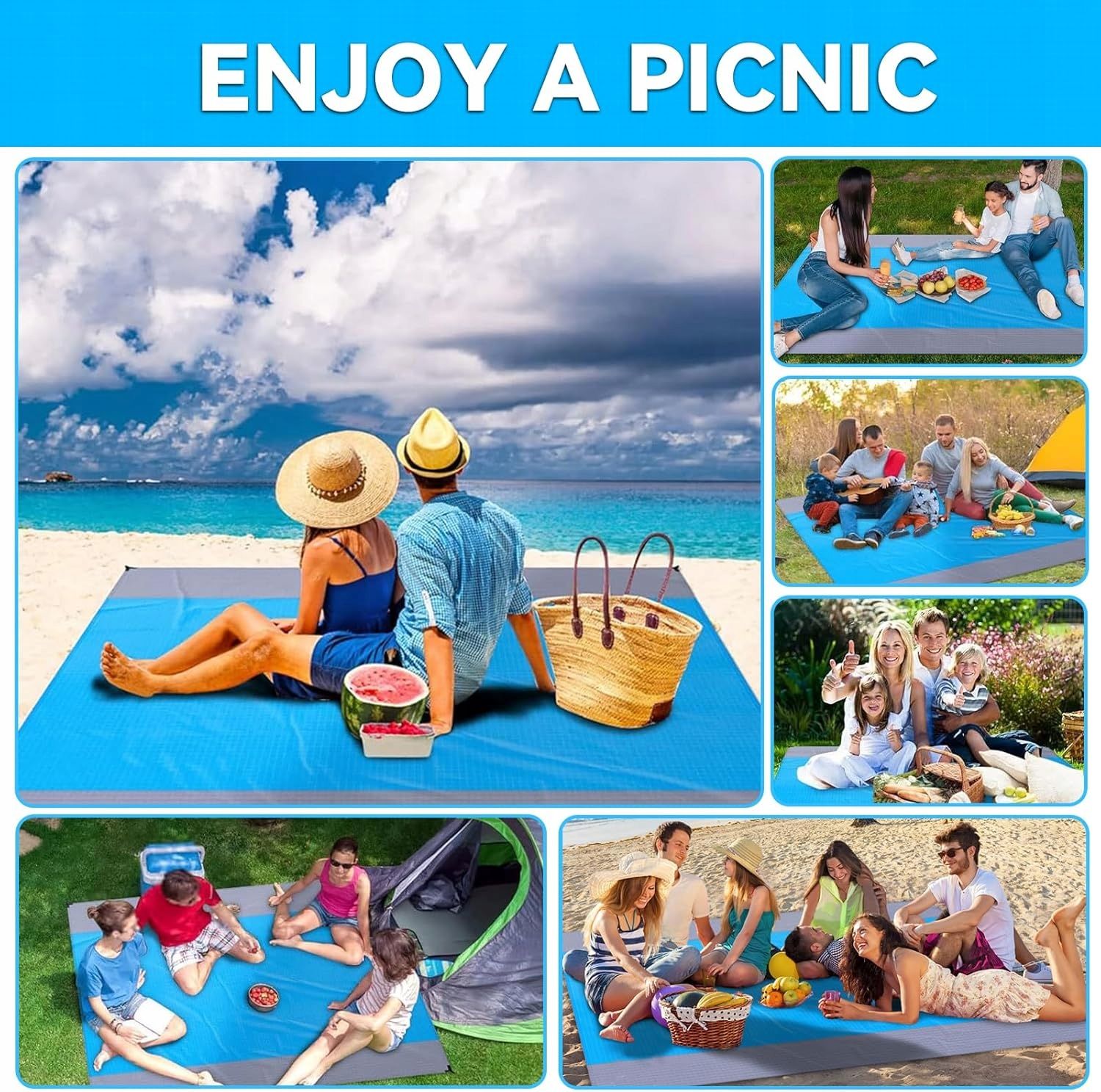 Koc Piknikowy Mata Piknikowa Wodoodporna 200x210cm Na Plaże Wodę XXL