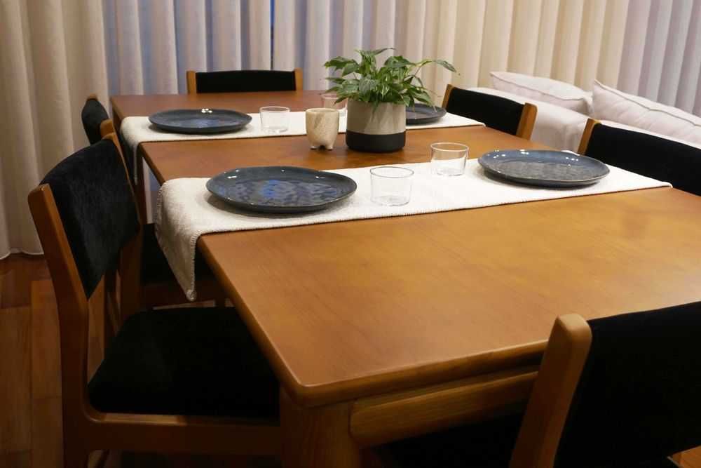Mesa jantar + 6 Cadeiras carvalho maciço como NOVOS