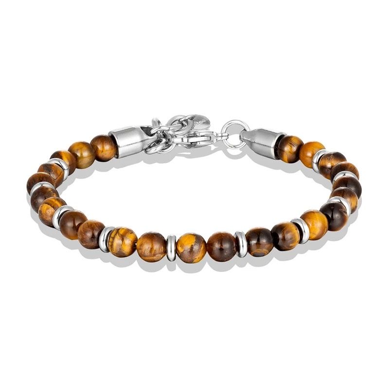 Pulseira Masculina Olho de Tigre Natural - inoxidável