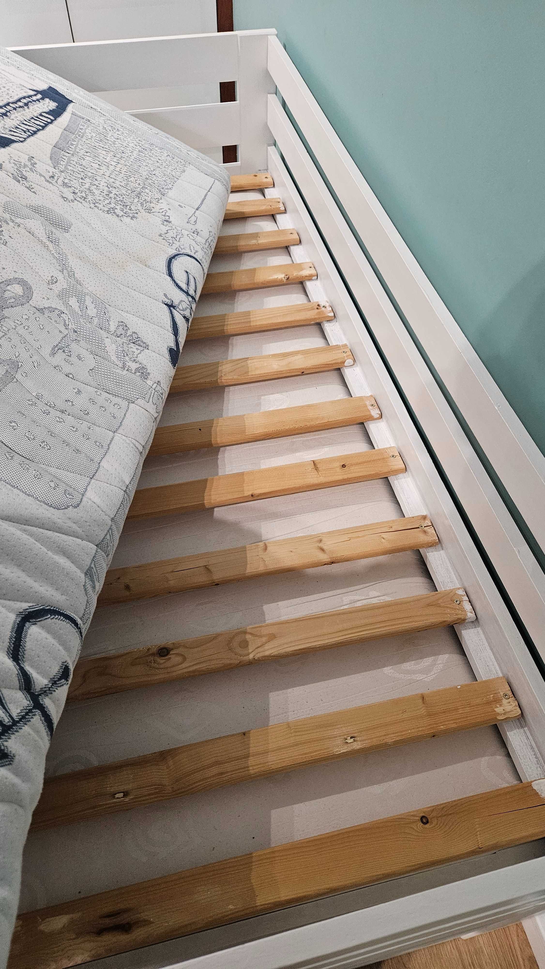 Łóżko podwójne z litego drewna 180x80 z szufladami + dobry materac.
