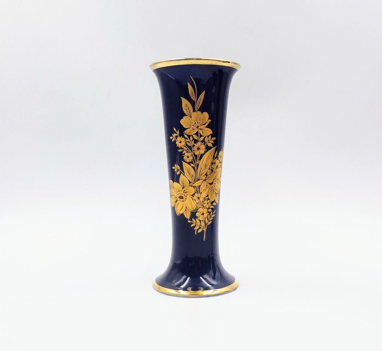 Wazon Royal KPM Kerafina Bavaria porcelana kobaltowa flet antyk retro
