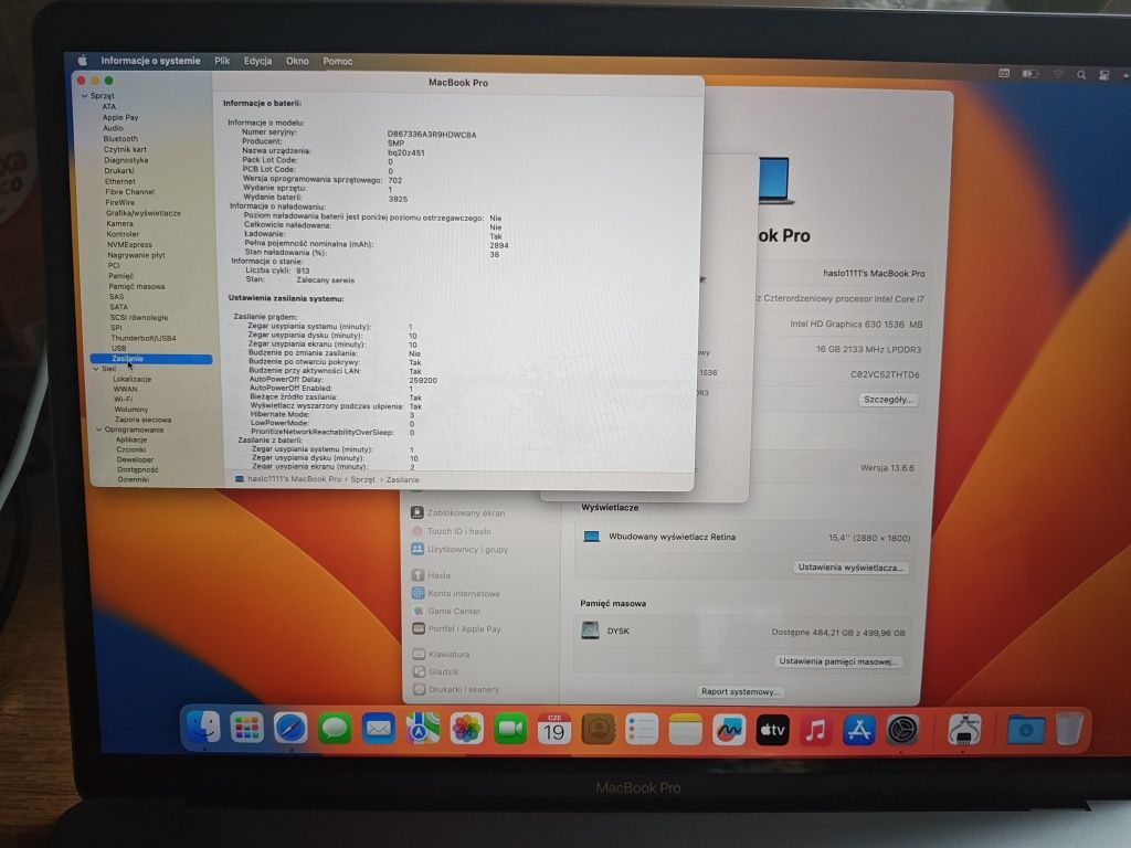 MacBook Pro A1707 ! i7 , 16GB RAM, SSD, Retina ! Sprzedam !