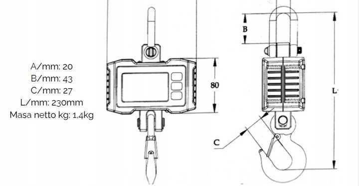 Nowa Waga Hakowa 1t , 1000kg , Pilot , Akumulator , Baterie