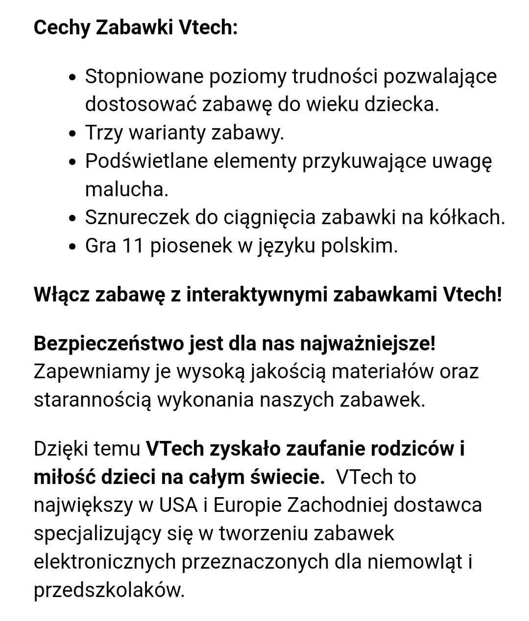 Vtech, koncertowa gąsieniczka, zabawka interaktywna