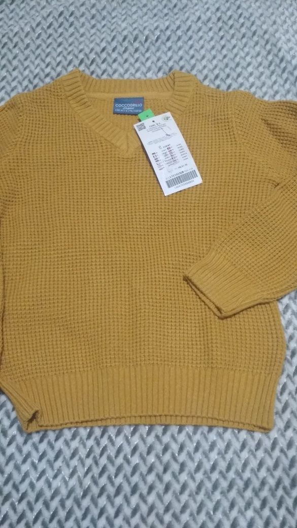 Nowy sweter do szpica musztardowy r. 116 cocodrillo