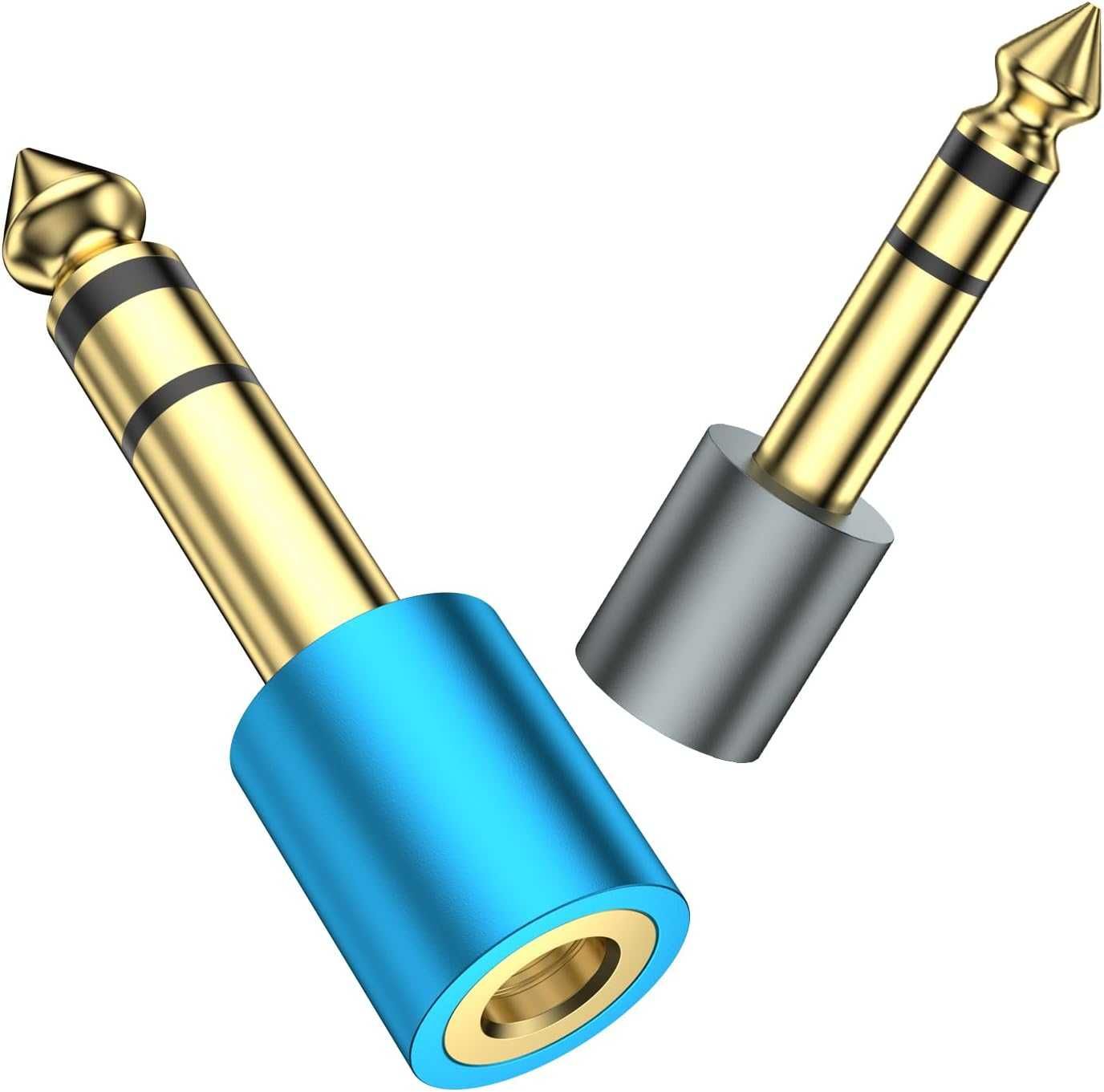 2 x adapter wtyczki 6,35 mm męski na 3,5 mm żeński stereo audio jack