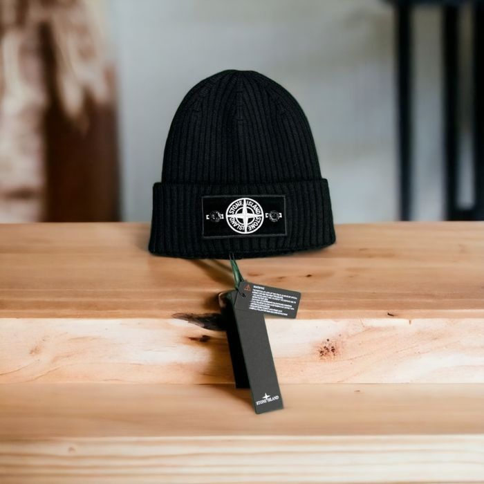 Czarna czapka zimowa STONE ISLAND, beanie, nowa, streetwear hype