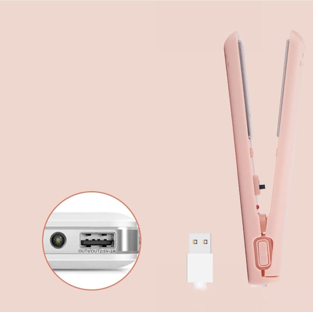 Prostownice do włosów, mini lokówka 2 w 1 Zaciskarki do włosów USB