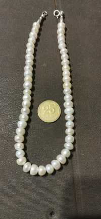 Ожерелье бусы из жемчуга с серебром
