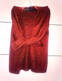 ciepły Kardigan sweter, luźny h&m, XS, brązowy