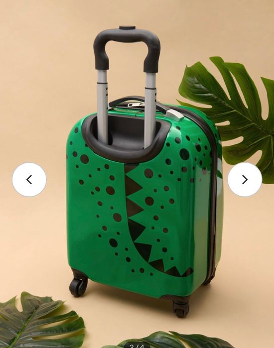 Нова брендова 3D якісна валіза дитяча дінозавр крокодил зелена