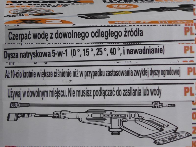 Myjka akumulatorowa bezprzewodowa Worx Hydroshot 2x 20 V MaxKit