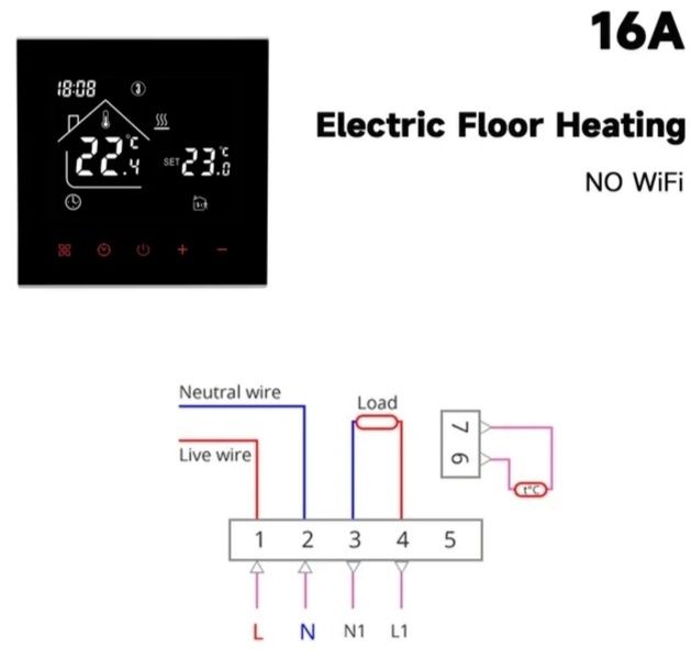 Termostat pokojowy 16A 230V do ogrzewania elektrycznego