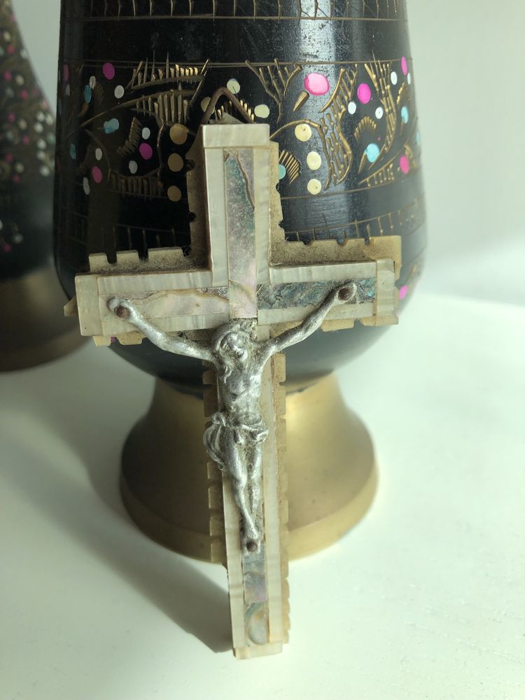 Crucifixo madeira e madrepérola