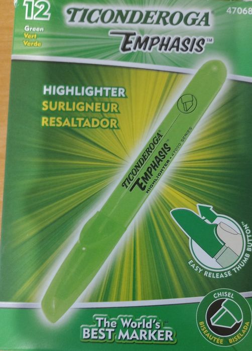 TICONDEROGA EMPHASIS маркери зелені 12 штук
