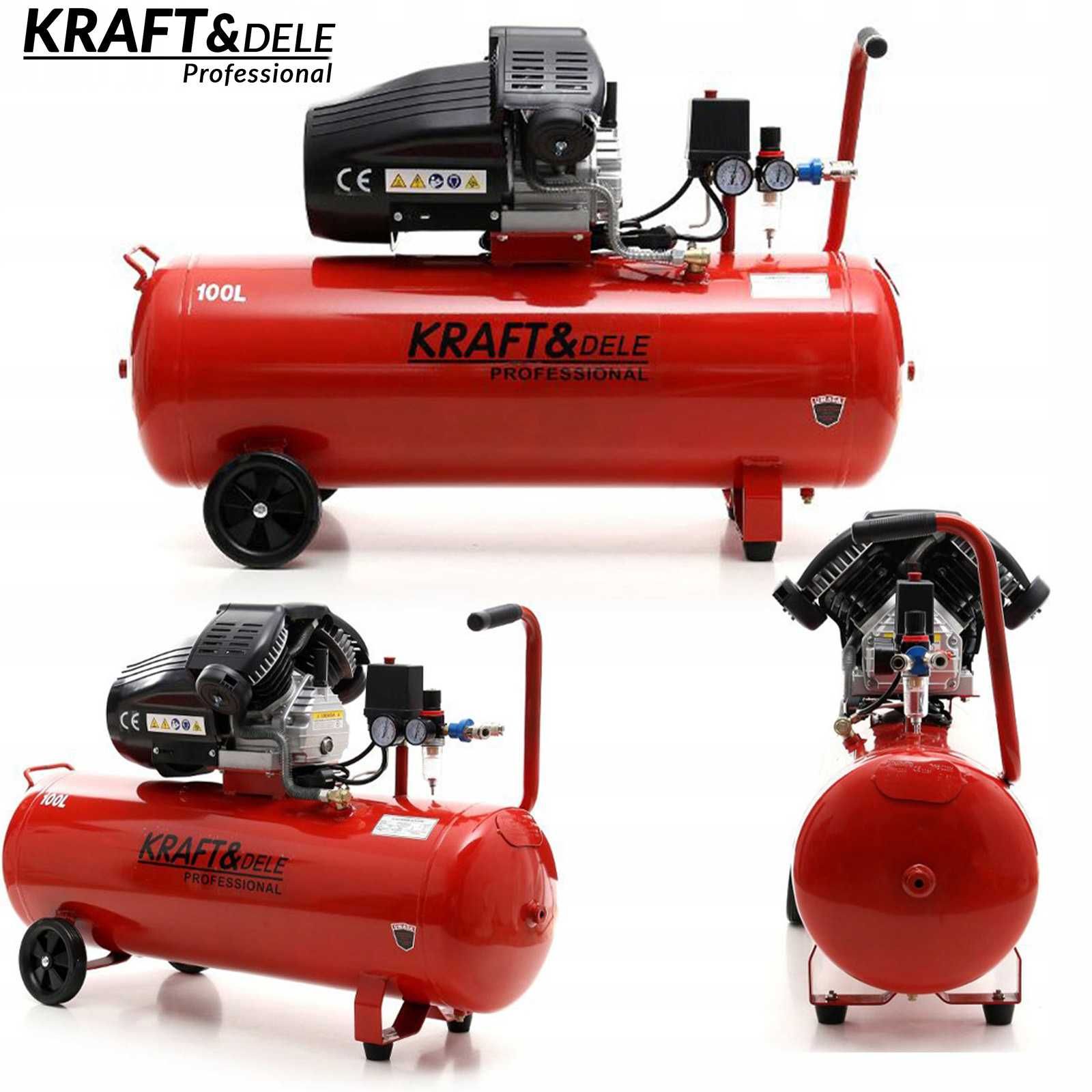 KRAFT&DELE Sprężarka Powietrza Kompresor Olejowy 100l 2,8kw/3,8km 230v