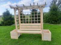 Pergola z ławką, donice