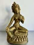 Budda Zielona Tara Tybetańska Antyczna złota Rzeźba Figura Wyjątkowa