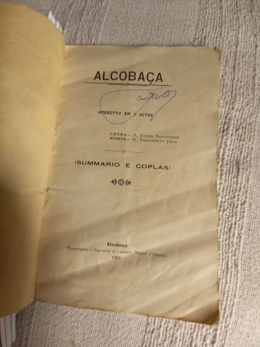 Alcobaça - operetta em dois actos livrinho de 1909
